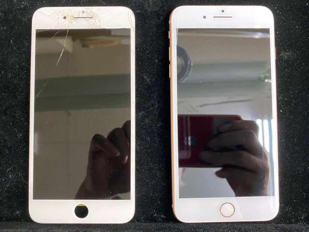 松本市iPhone8Plus画面ガラス割れ修理